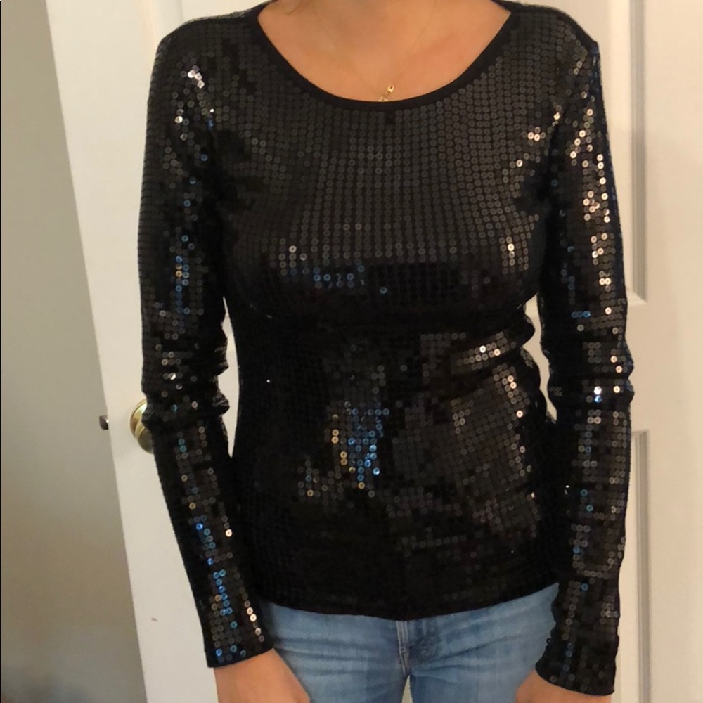 Michael Michael Kors black sequin long sleeve